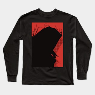 The Eminence in Shadow | Dope Black Silhouette of Shadow-sama in Red Background Color Long Sleeve T-Shirt